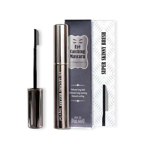 Korean Makeup Comb Mascara Eye-Catching Carbon Black for Volume and Length - Create Thick, Dark Dramatic Natural Eyelash Makeup with Our Root-to-Tip Brush - Waterproof, Nourishes and Strengthens Lashes with Panthenol and Keratin (0.81 oz)