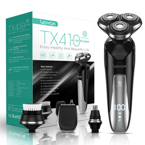 VOYOR Electric Razor for Men Cordless Shavers for Shaving with face sideburn Nose Ear Hair Rechargeable Wet Dry Waterproof TX410 New (New Version)