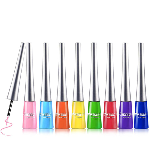 NewBang 8 Colors Matte Liquid Eyeliner Set Colored Delineador Blue White Pink Red Brown Black Liquid Eyeliners Colorful Neon Rainbow Eyeliner Waterproof Long Lasting Party or Daily Use Makeup-Set A