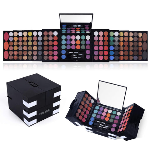 All In One Makeup Kit 142 Ultimate Colors Matte Shimmer Eyeshadow Palette Colorful Gifts For Women 3 blush 3 Sponge Brushs 3 Eyebrow Powder Professional Cosmetics Fashion Women Makeup Case Full Primer Set Present
