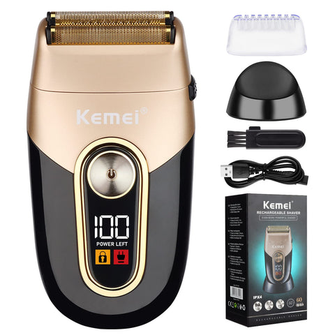 KEMEI Electric Shavers for Men, Waterproof Cordless Rechargeable Beard Trimmer Electric Razors Reciprocating Precision Trimmer Twin Blade Multifunction Razor Barber Supplies