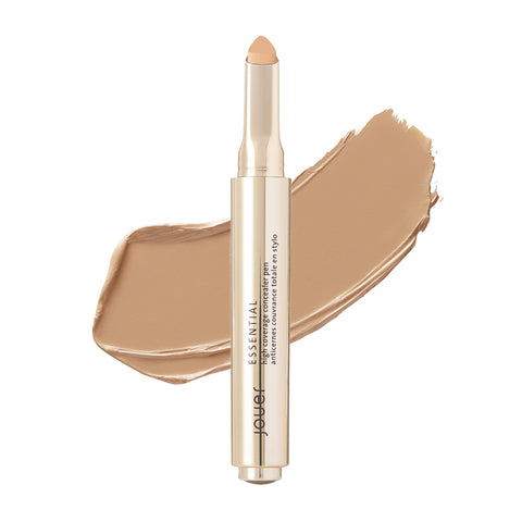 Jouer Essential High Coverage Concealer Pen - Under Eye Concealer for Dark Circles - Brightening Makeup for Eye Circles - Color Corrector for Spot Coverage and Eye Primer with Hyaluronic Acid and Vitamin E