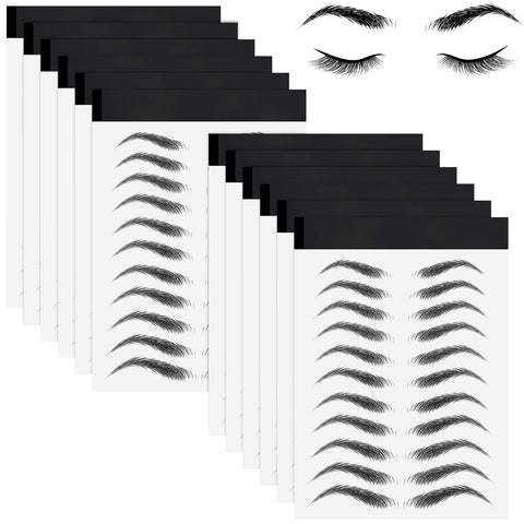 12 Sheets 108 Pairs Hair Like Waterproof Eyebrow Tattoos Stickers Temporary Eyebrow Tattoos Instant Transfer Brows Peel off Fake Eyebrow Sticker Authentic Eyebrow for Women and Girls(Classic Style)