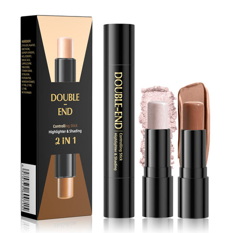 Contour Stick, Cream Contour Stick Makeup,Bronzer Stick,2 in 1 Highlight and Contour Stick, Face Makeup Wonder Stick, Face Brightens & Shades Pencil, Peachy & Hazelnut(01#)