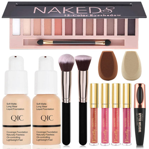 Firsyfly Makeup Foundation, Matte Oil Control Concealer Foundation Cream, Long Lasting Waterproof Matte Liquid Foundation with Mushroom Head (102&104)