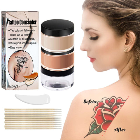 CENNYO Tattoo Cover Up, 2 Colors Makeup Waterproof, Invisible Skin Concealer Set, Long Lasting Suitable for and Scars, Dark Spots, Vitiligo, 0.07 kilograms