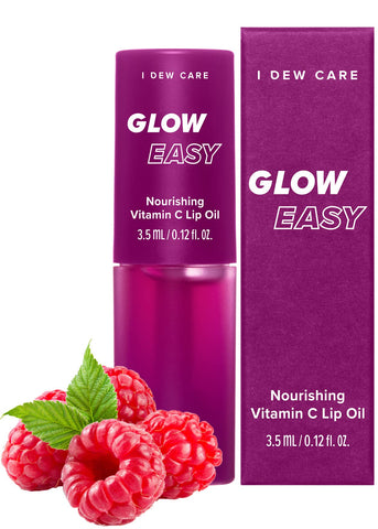 I DEW CARE Lip Oil Gloss - Glow Easy | with Jojoba Seed Oil with Vitamin C, Pigmented Glossy Lip Stain, Hydrating, Korean Makeup, Pink Color, 0.12 Fl Oz