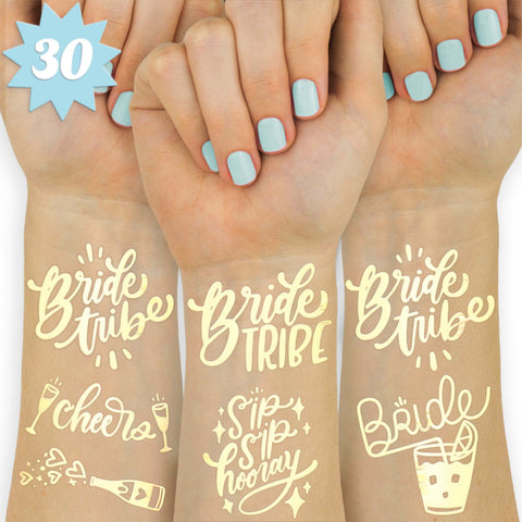 xo, Fetti 30 Bride Tribe Metallic Tattoos | Bachelorette Party Decorations, Bridesmaid Favor + Bride To Be