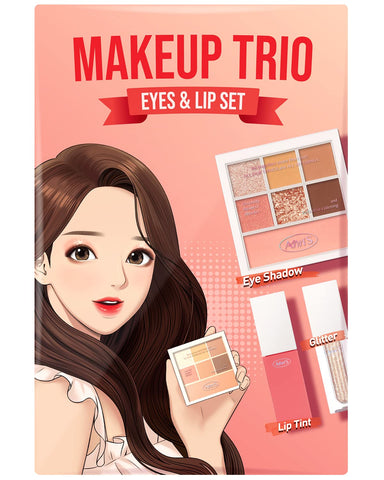 AMTS x True Beauty Makeup Edition - Some Sweet Makeup 3 Set (7colors Eyeshadows + Liquid Glitter + Lip stain tint) | Matte Shimmer Pearls Shades, Highly Pigmented, Long Lasting Daily Makeup, Pink Gold Set