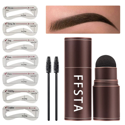 FFSTA brow Stamp Stencil Kit Brow Stamp And Shaping Kit Eyebrow Stamp Kit Eyebrow Stamp Stencil Kit (Dark Brown)