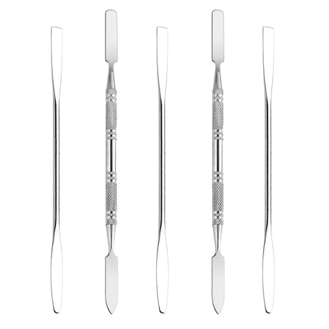 Wismee 5Pcs Makeup Spatula tool metal Set Professional Beauty Stainless Steel Cosmetics Mixer Long Metal Spatula Depotting Mixing Tool (#1+#2)