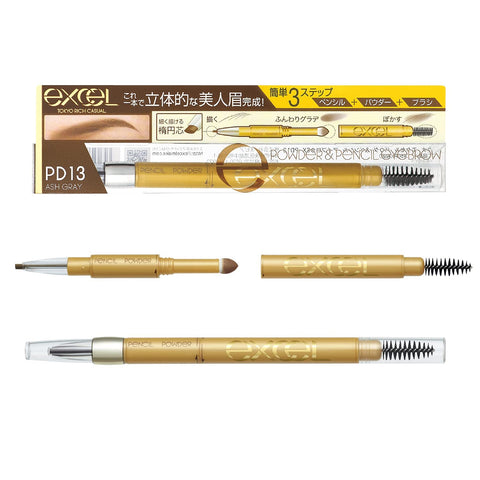 Japan Beauty - Excel Powder & Pencil Eyebrow EX PD13 ash grayAF27