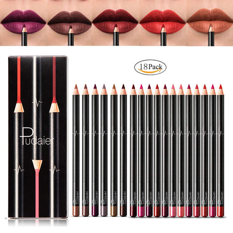 NICEFACE 18 Color Lip Liner Professional Matte Lip Liner Pencil Set Waterproof Long Lasting Smooth Natural Lip Liner Pen Makeup Cosmetic(18pcs a set)