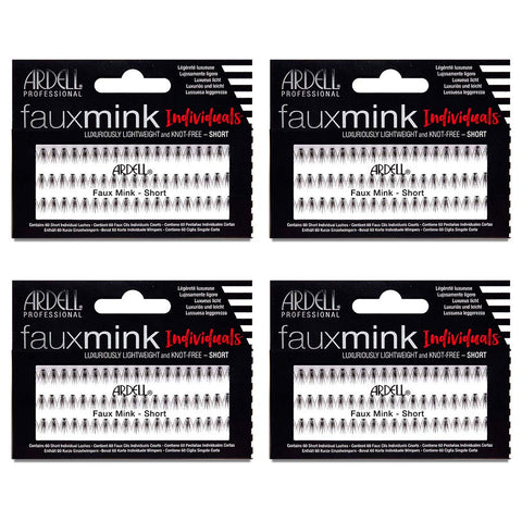 Ardell False Eye Lashes Faux Mink Individuals Short Black 4 Pack