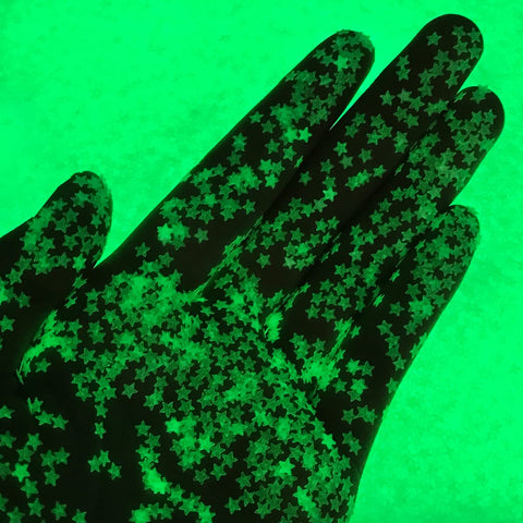 Glow in The Dark Stars - Solvent Resistant & Cosmetic Grade Glitter - Perfect for tumblers, Wine Glasses, Candle Holders, Resin, Slime, Body, face, Nail, Hair, Arts & Crafts & More (Glow Star)