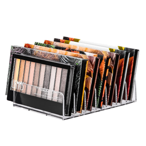 FOGE Bathroom Countertop Eyeshadow Palette Organizer - Vanities,Eyeshadow Palettes, Contour Kits, Blush, Face Powder,7 Sections (Large), Clear, (N-YY1)