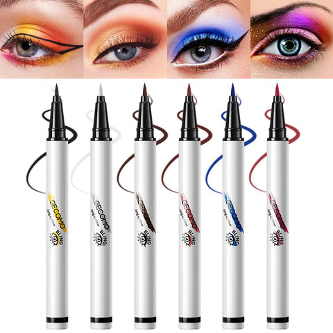 GECOMO 6 Colors Matte Liquid Eye liner Set for Eye Makeup,Waterproof Smudge-Proof Smooth Long lasting Liquid Colorful Eye Liner Pen