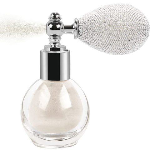 Shimmering Spray Powder Sparkle Powder, Glitter Dust Spray Gloss Powder Spray Contour Make Up Glitter Eyeshadow Pressed Powder Loose Powder Spray for Face Body Hair Nails Makeup(Pearl White)