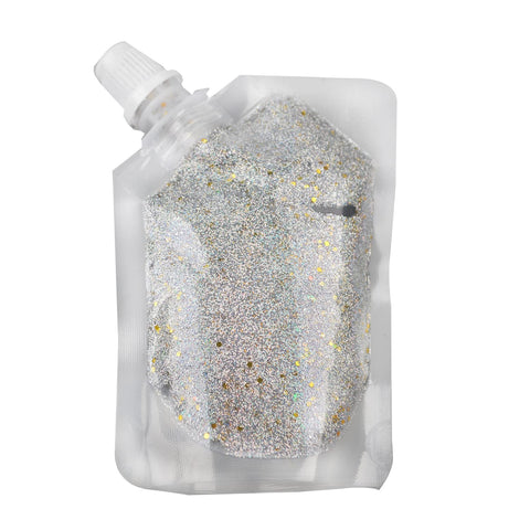 GL-Turelifes Body Glitter Gel, Easy to Apply&Remove 50ml Mermaid Sequins Chunky Glitter for Body Face Hair, Festival Glitter Halloween Costume Makeup Long Lasting Sparkling (Silver(Fine Glitter))