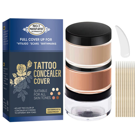 Tattoo Cover up Makeup Waterproof, Professional 2 Colors Concealer Makeup that Covers Tattoos, Scar, Acne, Dark Spots & Birthmarks for Men & Women