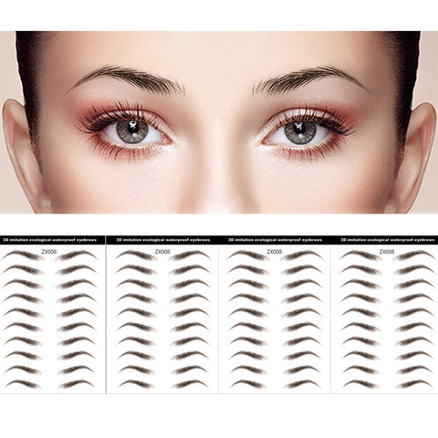 DAGEDA Brown 40 Pairs 4 PC 4D Eyebrow Transfers Stickers, Long Lasting Natural Waterproof Bionic Eyebrow Water Transfer Tattoo Eyebrow Sticker For Woman Man Makeup Tool?#ZX-008?