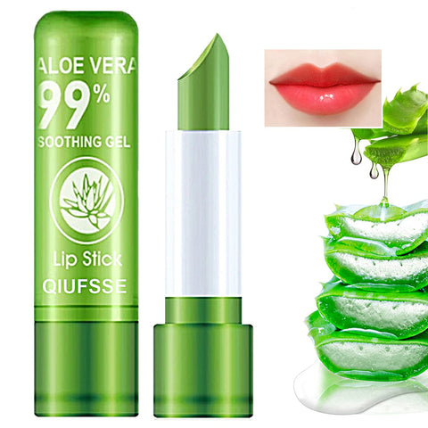 QIUFSSE 2PCS Aloe Vera Lipstick, Moisturizing Aloe Lipstick Magic Temperature Color Change Lipstick Lip Balm Lip Stain Long Lasting Waterproof Lip Makeup