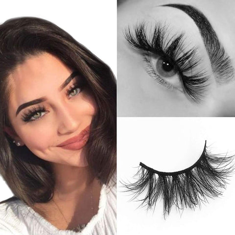 SWINGINGHAIR Mink Lashes, 3D Mink Eyelashes 19mm Natural False Eyelashes Siberian 3D Mink Lashes Natural Look Eyelashes Hand-made Fluffy Volume Lashes 1 Pair
