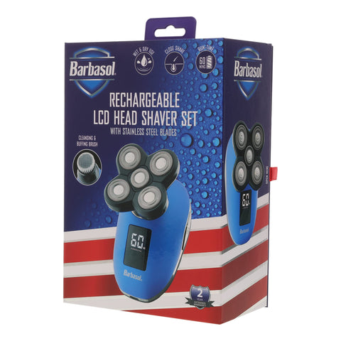 Barbasol Signature Series Rechargeable Wet and Dry Rotary Head Shaver with Stainless Steel Blades, Cleansing/Buffing Brush and LCD Screen