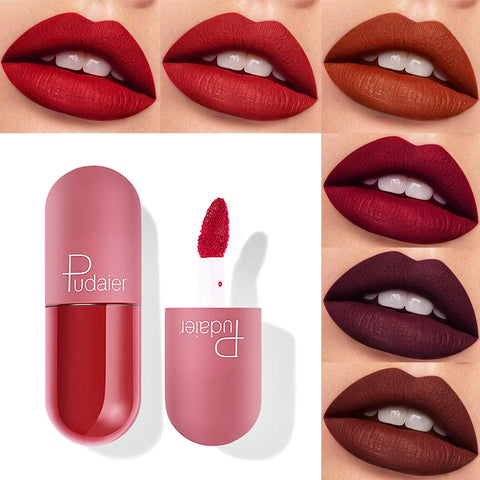 6 Pcs Matte Liquid Lipstick Set, Cute Capsule SuperStay Matte Ink Waterproof Long Lasts/Non-Stick Cup, Kiss-proof, Nude Lip Gloss Beauty Lips Makeup Kit