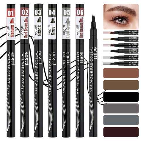 6 Pack Roterale Eyebrow Pen - Microblading Eyebrow Pen - Eyebrow Pencil with Micro-Fork Tip - Long Lasting, Waterproof, Natural Looking and Stays on All Day