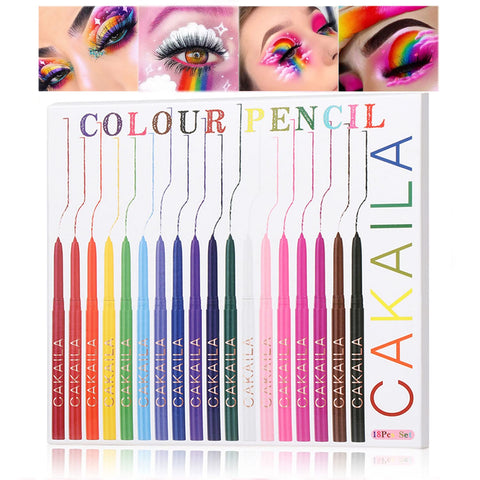 18 Colors Eyeliner Pen Set, Eye Shadow Pencil, Pearl Eyeliner Kit Metallic Eyeliner Pencil Glitter Colored Eyeliner for Women Eye&Lip Liner Professional Waterproof Retractable Eye Makeup Colorful Eyeliner Eye Color (18PCS)