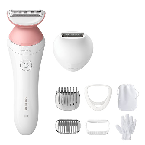 Philips Beauty Lady Electric Shaver Series 6000, Cordless with 7 Accessories, BRL146/00, White