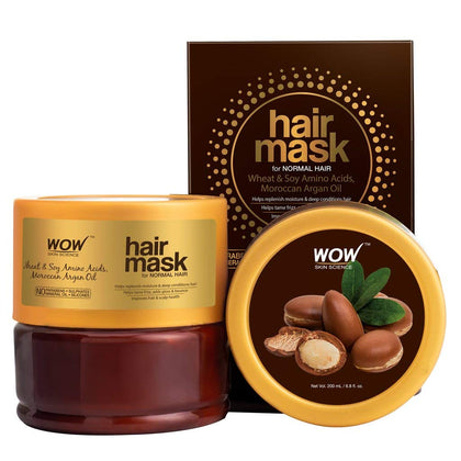BUYWOW WOW Skin Science Wheat & Soy Amino Acids, Moroccan Argan Oil Hair Mask for Normal Hair, 200mL