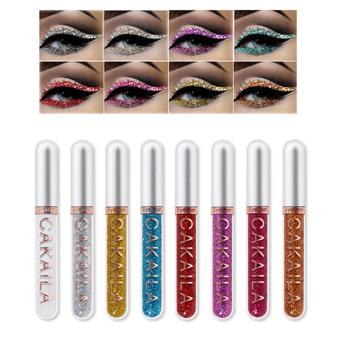 Rechoo 8 Colors Glitter Liquid Eye liner Set for Eye Makeup, Waterproof Superstay Long Lasting Shiny Eye Liners Pencil (8 Glitter Colors)