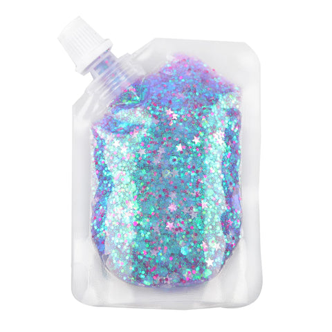 GL-Turelifes Body Glitter Gel, Easy to Apply&Remove 50ml Mermaid Sequins Chunky Glitter for Body Face Hair, Festival Glitter Halloween Costume Makeup Long Lasting Sparkling (Blue Purple)