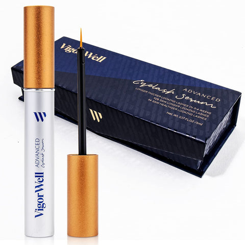 Lash Growth Serum, Lash Serum for Eyelash Growth, Lash boost Serum for Longer, Fuller Thicker Lashes & Brows (5ML) (Gold)