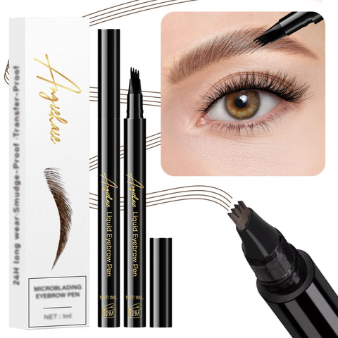 Eyebrow Pen, Microblading Eye Brow Pencil, Micro 4 Point Makeup Pens for Natural and Hair-Like Strokes, Long Lasting, Waterproof and Professional Eyebrow Definer (Soft Brown)