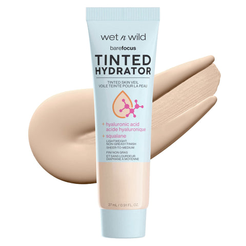 Wet n Wild Bare Focus Tinted Hydrator Matte Finish, Light Medium, Oil-Free, Moisturizing Makeup | Hyaluronic Acid | Sheer To Medium Coverage