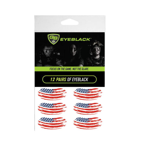 GB Eyeblack - 12 Pairs Peel & Stick Athletic Eyeblack USA Sticker Red White and Blue Eye Black Baseball (Stars & Stripes)
