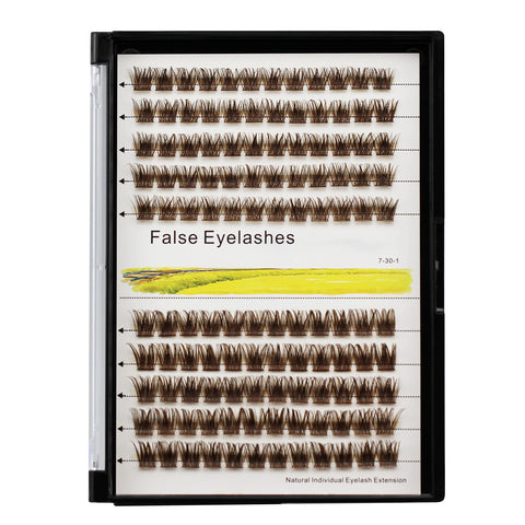 Bodermincer 120 Clusters 10mm+12mm/12mm+14mm/14mm+16mm Mixed Wide Cluster False Eyelash Individual Cluster EyeLashes Grafting Fake False Eyelashes Eyelash Extension (Brown 10mm+12mm Mixed)