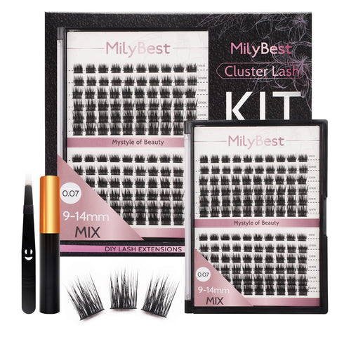 DIY Eyelash Extension Lashes Clusters - 120 Cluster Lashes D Curl Long individual lashes Mink Lash Cluster Mix 8-16mm Wispy False Eyelashes