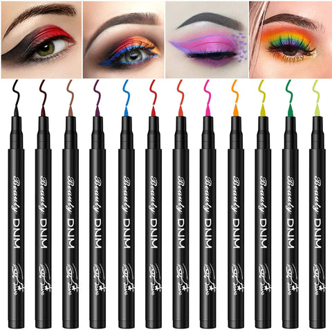 AWCCXMYM 12Colors Matte Liquid Eyeliner Colorful Set,Red Pink Green Blue White Eyeliner Liquid,Eye Liner Pen Long Lasting Waterproof Eyeliner Pencil Colored Eyeliner Pen
