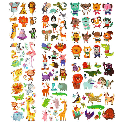 PHOGARY 200 Pieces 20 Sheets Animals Theme Temporary Tattoos Zoo Patterned Body Art Waterproof Tattoos for Kids