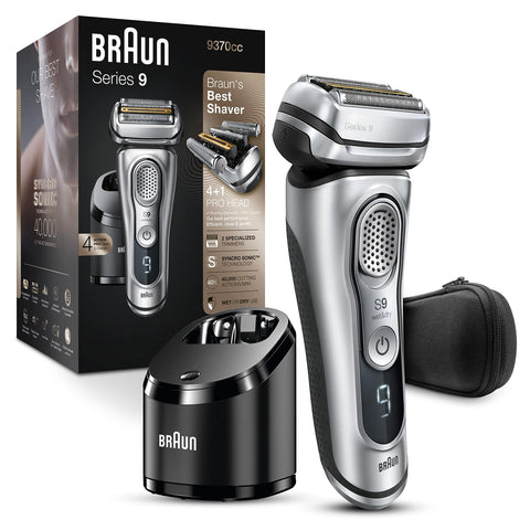 Braun Series 9 9370cc Rechargeable Wet & Dry Men's Electric Shaver with Clean & Charge Station