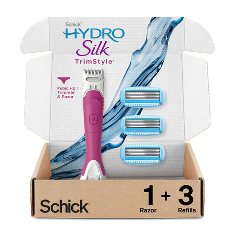 Schick Hydro Silk Trimstyle Bikini Razor for Women with Bikini Trimmer |5 Blade Razors for Bikini Hair Removal | 1 Handle & 3 Razor Blade Refills