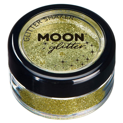 Moon Glitter Fine Glitter Shakers 100% Cosmetic Glitter for Face, Body, Nails, Hair and Lips - 0.17oz - Gold