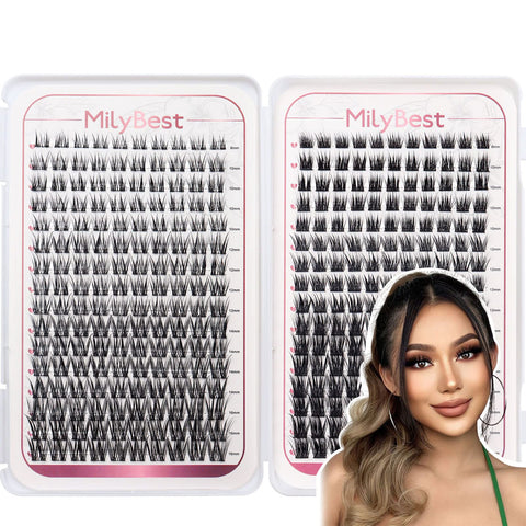 ?Ultra-Large Capacity?Lash Clusters 336 Pcs Individual Lashes DIY Eyelash Extensions, C Curl Wispy Lashes Cluster Thin Band DIY at Home Extension By MilyBest