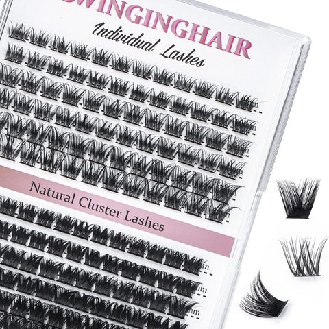 SWINGINGHAIR Lash Clusters Individual Lashes 156 Pcs Cluster Lashes D Curl 9-14mm Eyelash Clusters Reusable Soft & Comfortable Cluster Eyelash Extensions (MixAB-156)