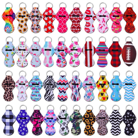 shynek Chapstick Holder Keychain, 40Pcs Lip Balm Holder Chapstick Keychain Holder Bulk for Lipstick, Chapstick, Lip Balm (Multicolor Colors)