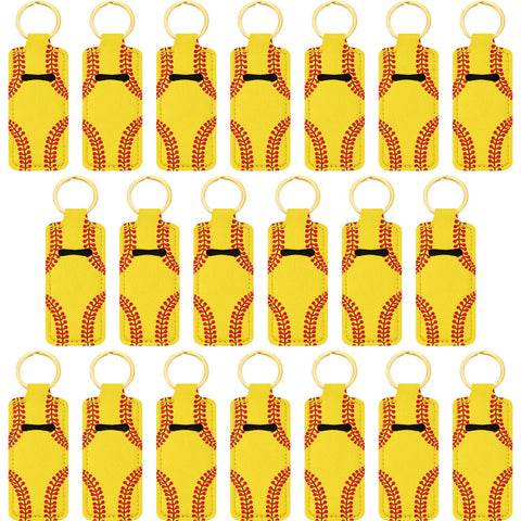 Patelai 20 Pcs Softball Lipstick Holder Keychain Lipstick Holder Clip-on Sleeve Pouch